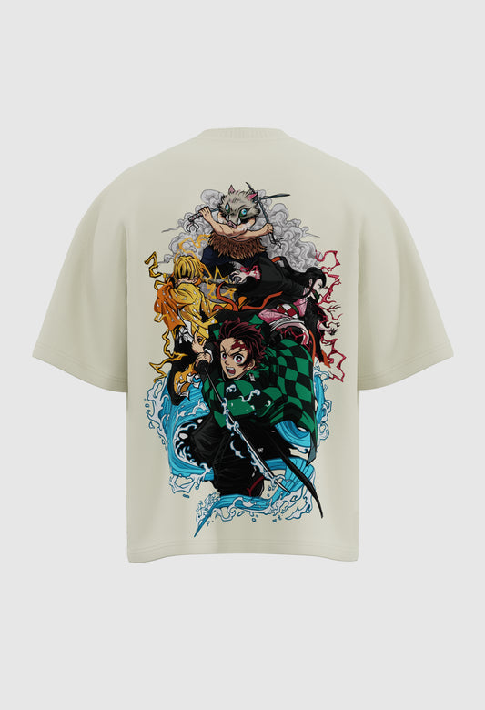 Demon slayer team | Unisex Printed Oversized T-Shirts