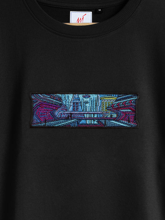 Cyber city Embroidered T-shirt (Oversized)